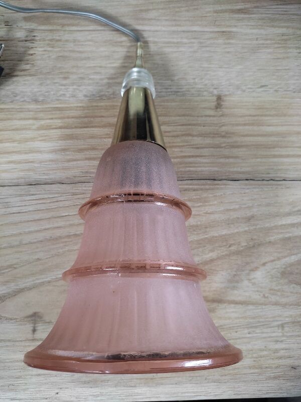 Walkaround lampshade glass paste pink old vintage flea