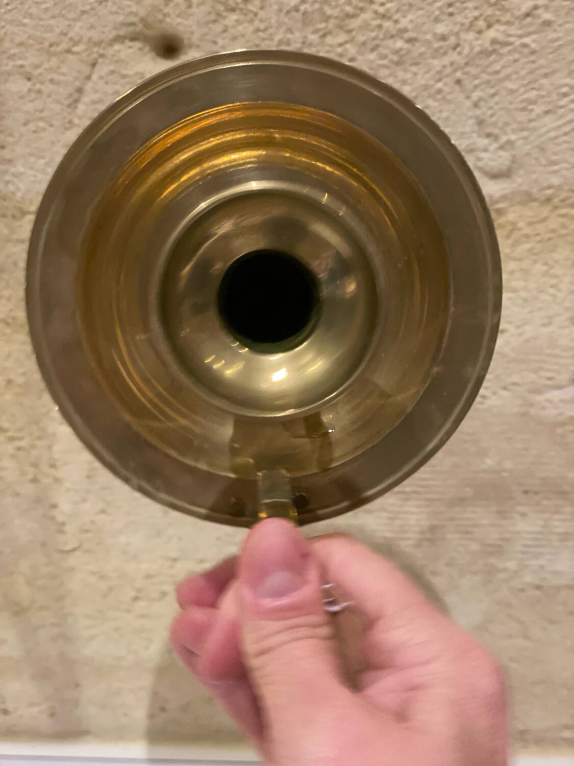 Large vintage brass cellar rat hand candlestick