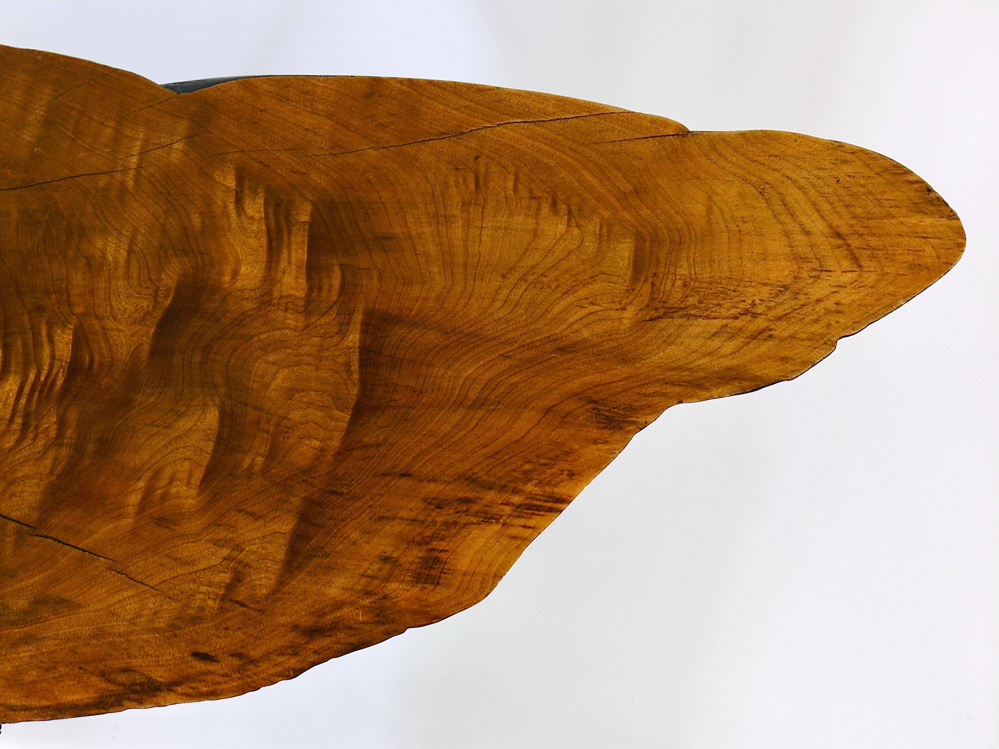 Original coffee table by Carl Aubock, large tree trunk in walnut from the mid-century, 1950s.