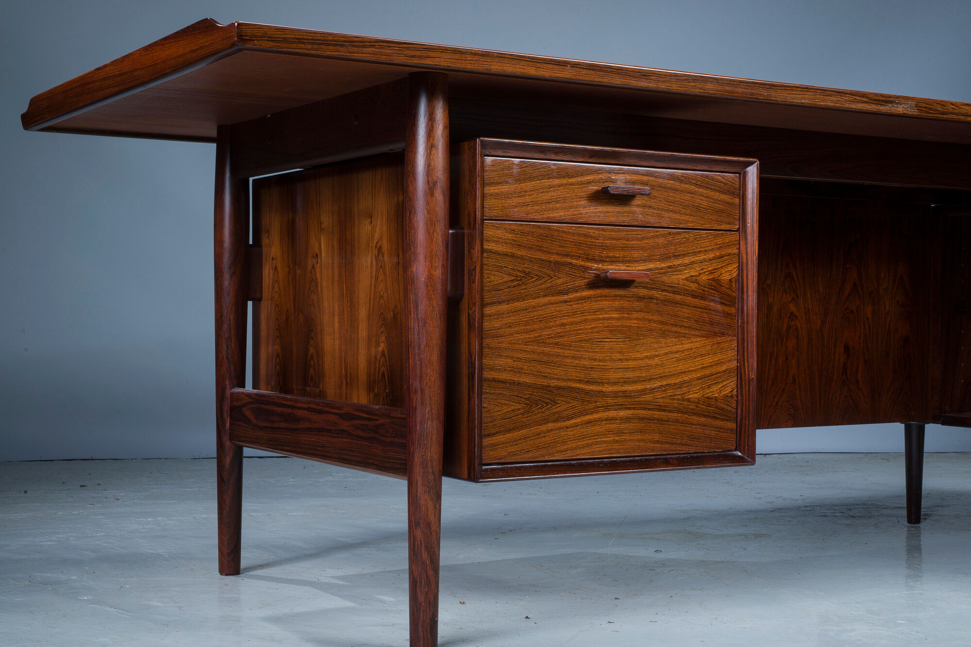 Executive Desk with Sideboard in Rosewood by Arne Vodder for Sibast Møbelfabrik, Denmark, 1950s