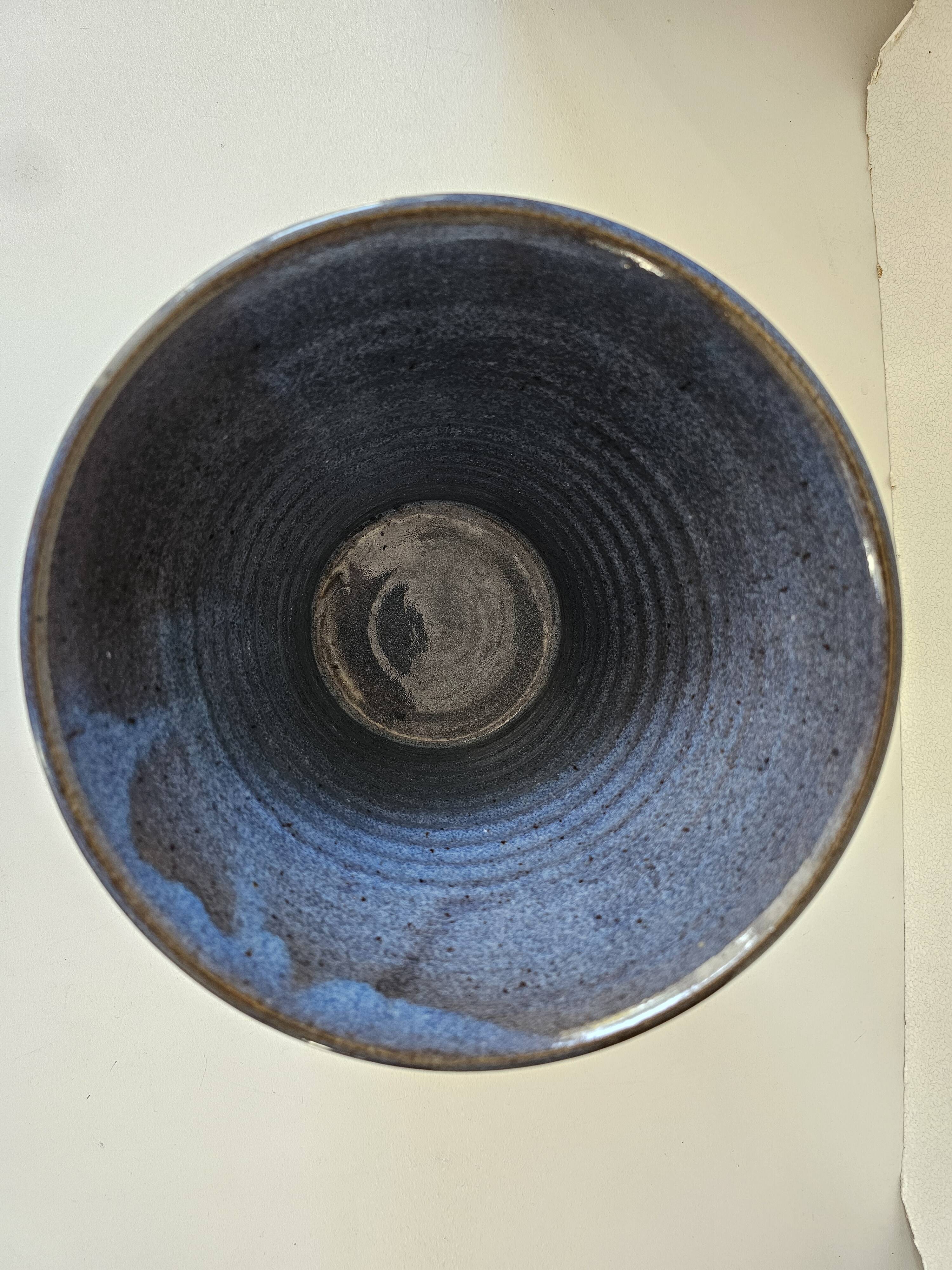 Blue glazed ceramic ice bucket for champagne and wine
