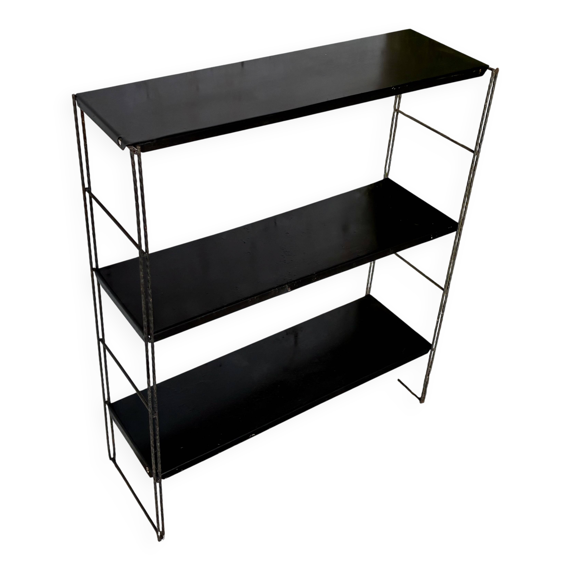 Black metal string shelf - 3 shelves - 1960