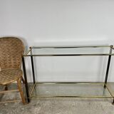 Vintage console in brown metal and brass 1970