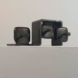 Vintage brutalist bronze candlestick by Wolfgang Bergmeister