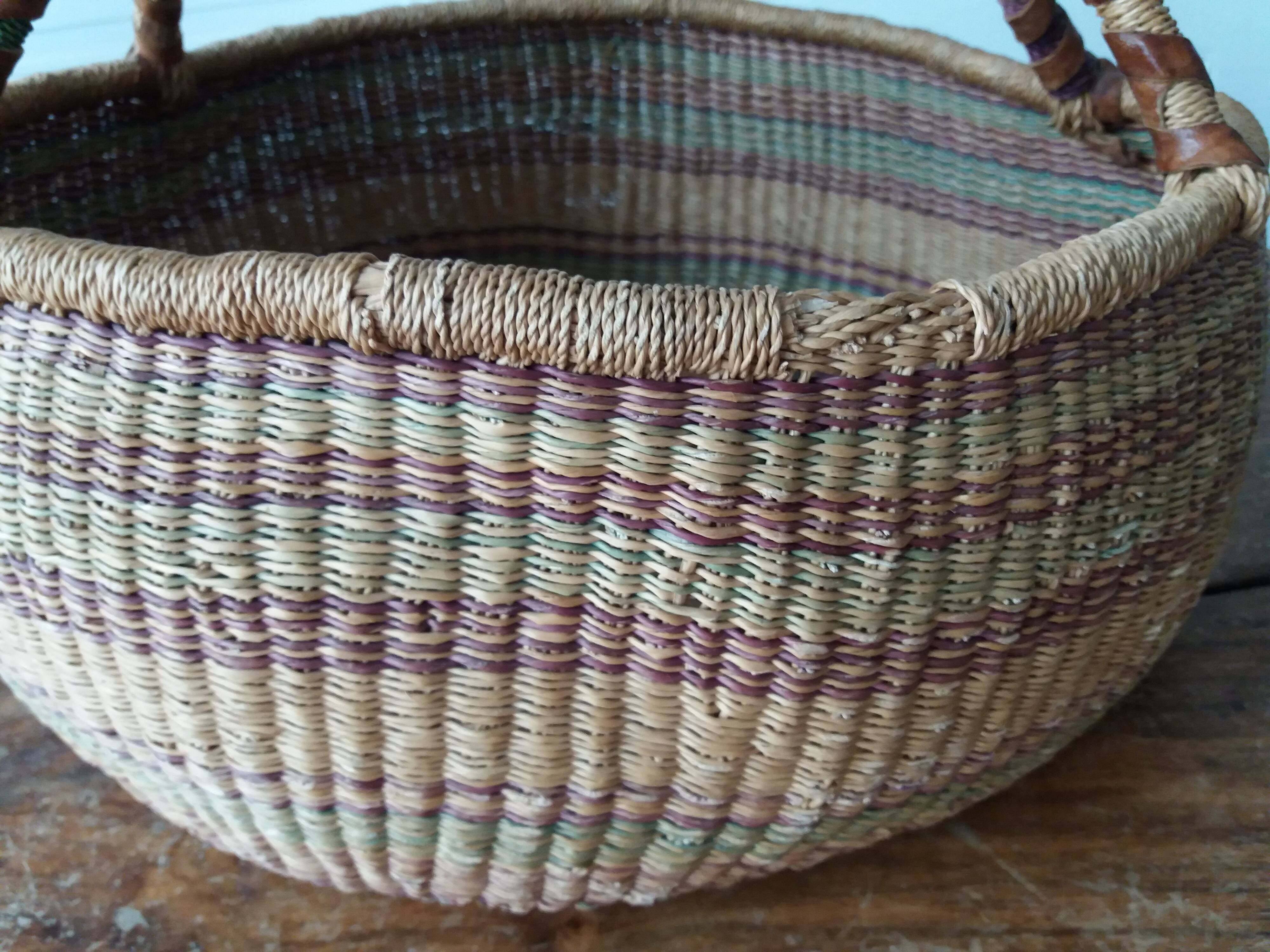 Large artisanal bolga basket from ghana