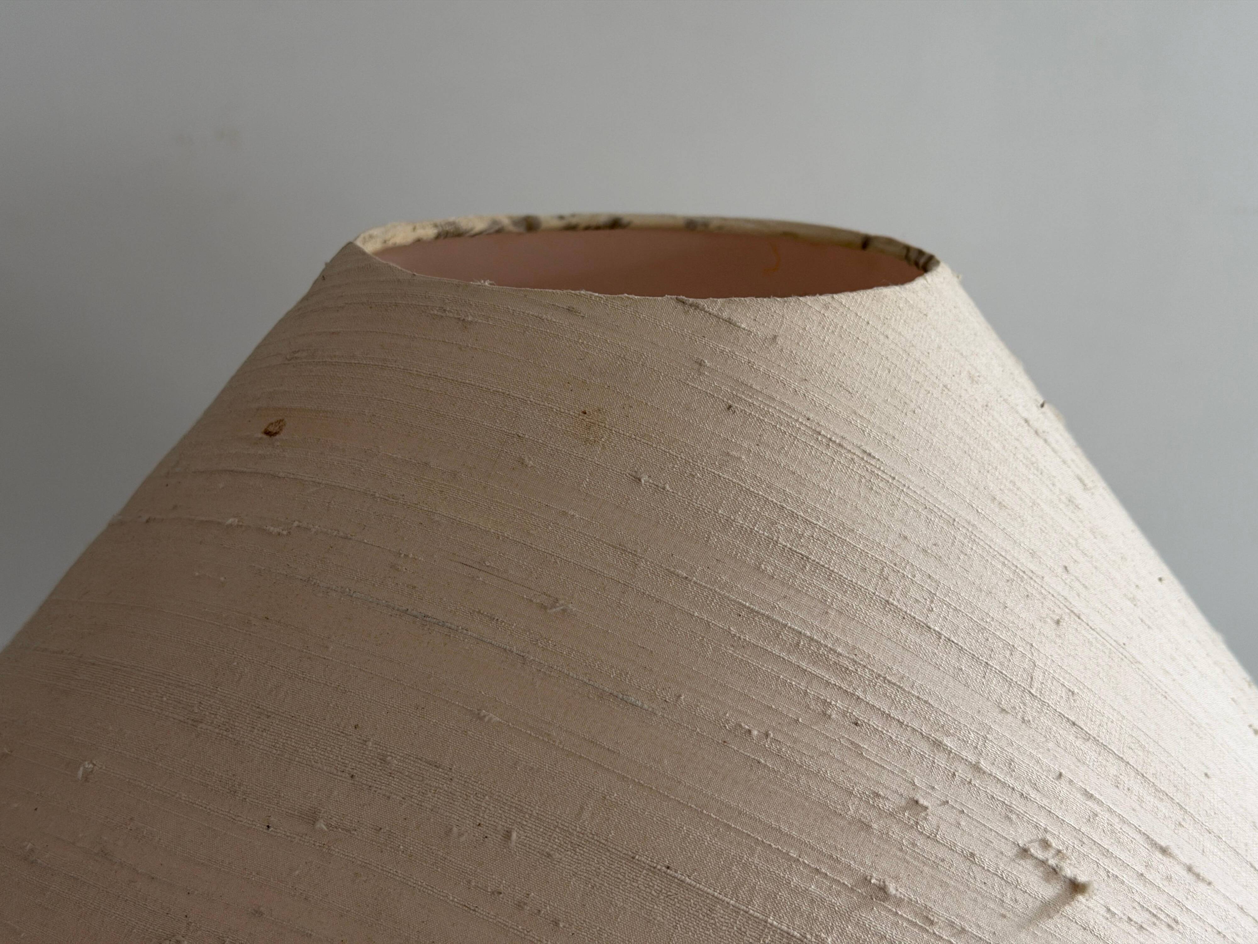 Wooden table lamp with fabric shade by Schröder & Co. Leuchten, 1960, Germany.