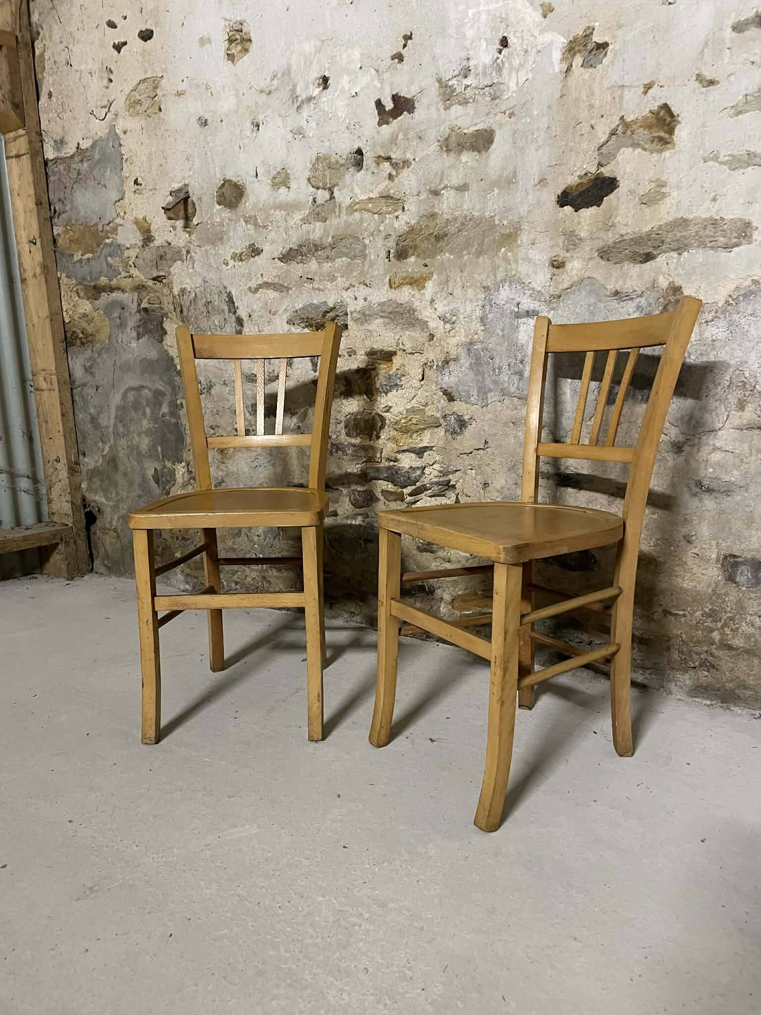 Pair of vintage wooden chairs – bistro style