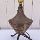 Brutalist lamp, patinated gold metal, Max Bre, 70s