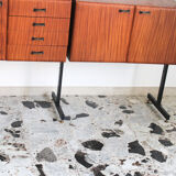 Bookcase in slab wood and black metal, Italy 50s