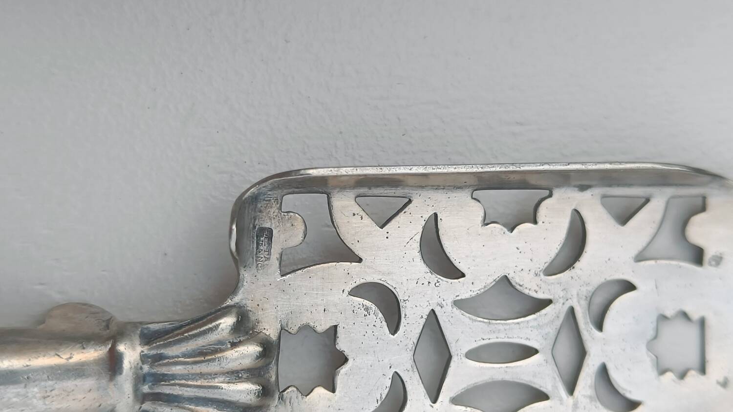 Absinthe spoon and tongs in silver-plated metal with hallmark
