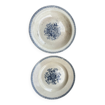 2  plats en céramique, 19ème