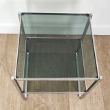 Chrome and glass side table