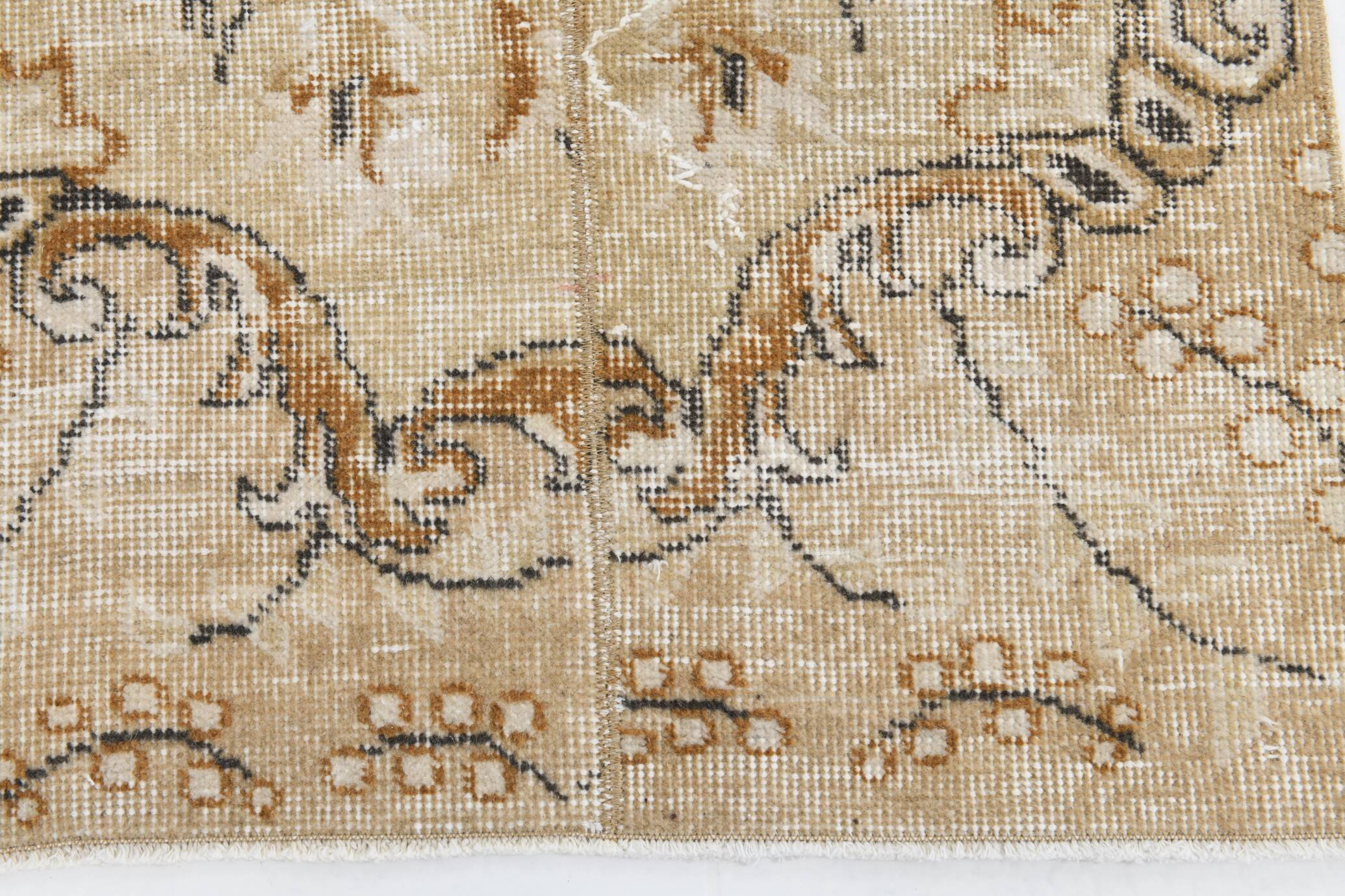 2x10 Beige Brown Floral Turkish Runner Rug, 73x302Cm SK 7009