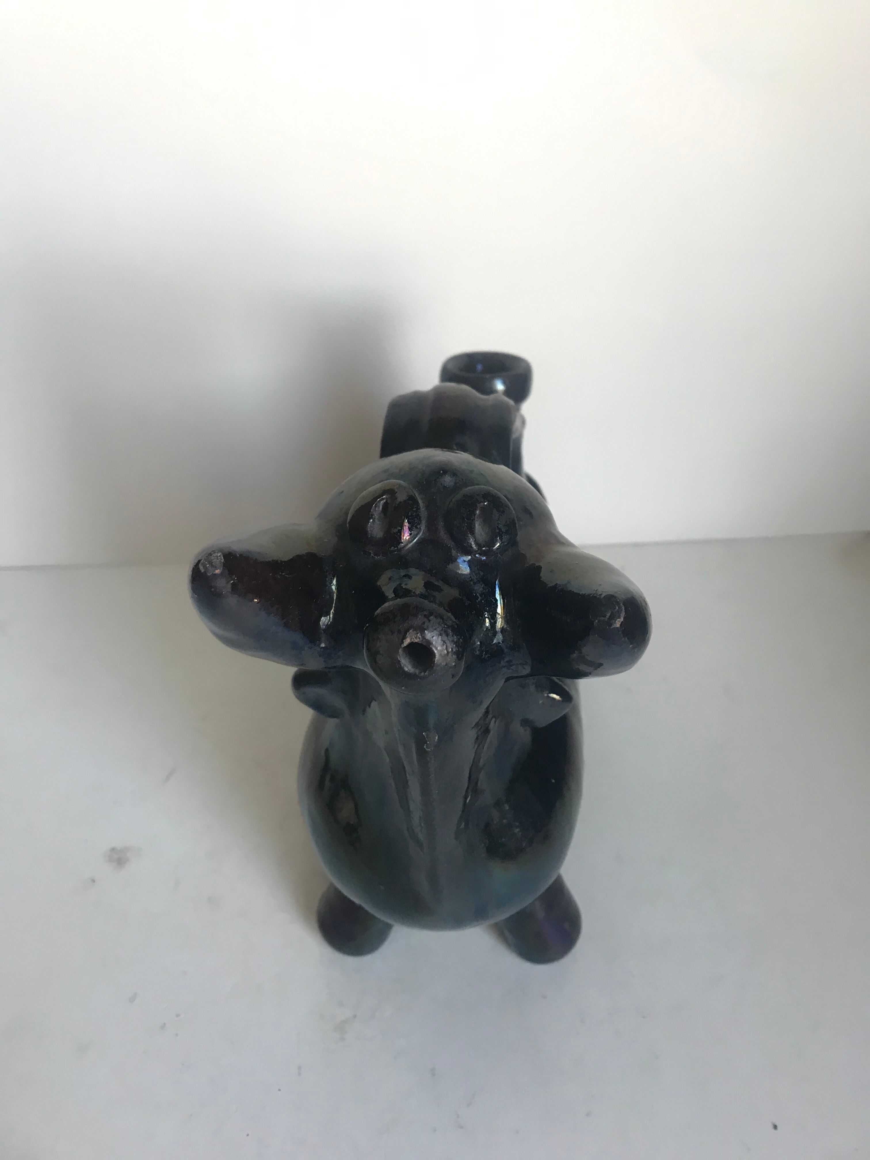 Pitcher forms Taurus terracotta glazed black vintage 60s black decoration