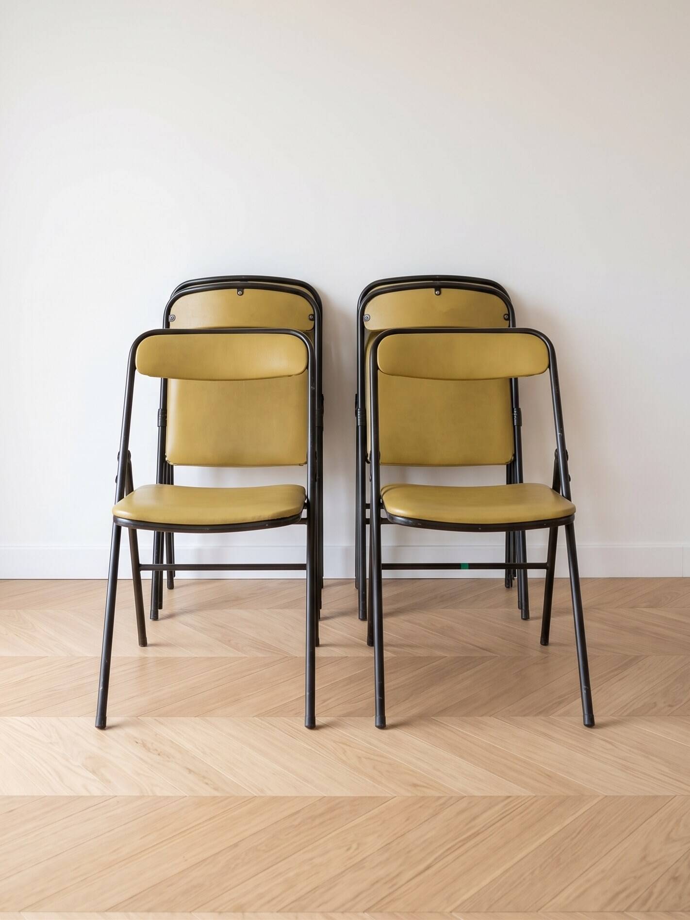 Set of 6 vintage Souvignet folding chairs from the 1960s.