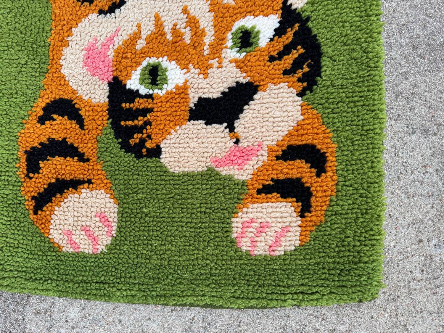 Scandinavian tiger Rya rug, wool, 1970s.