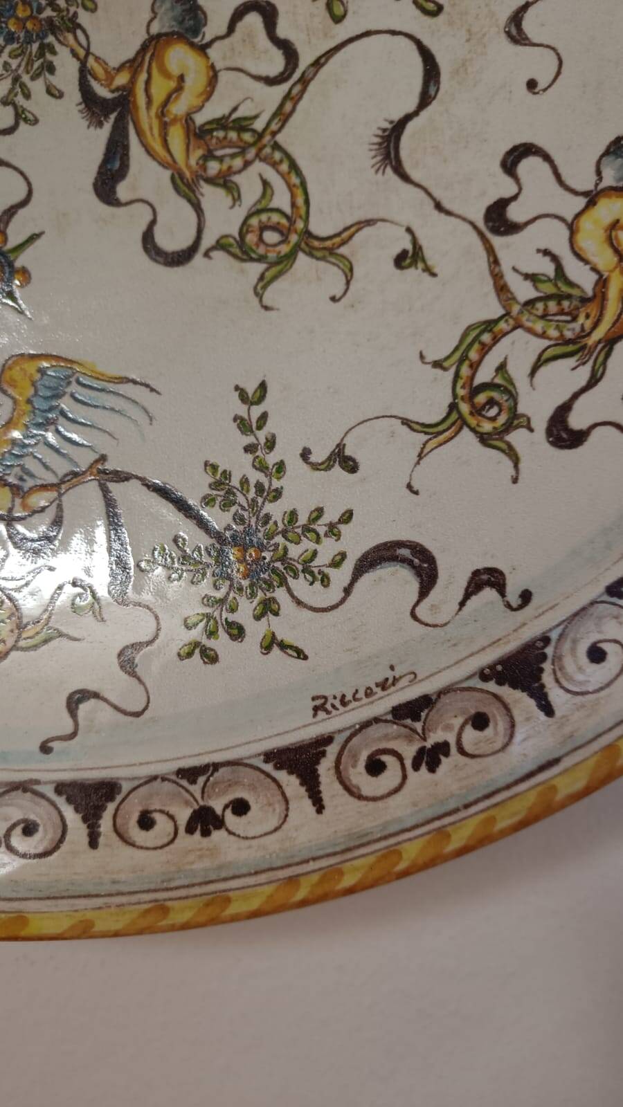 Large hand-painted Florentine wall plate 75 cm, Ricceri – Florence
