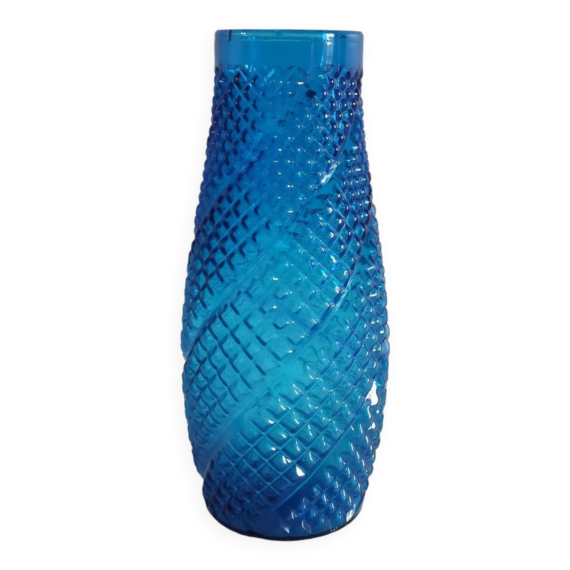 Vase verre bleu