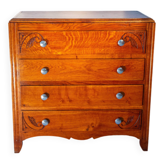 Commode année 50 Art Déco, chêne