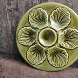 Vintage French Oyster Plate in grass green Majolica