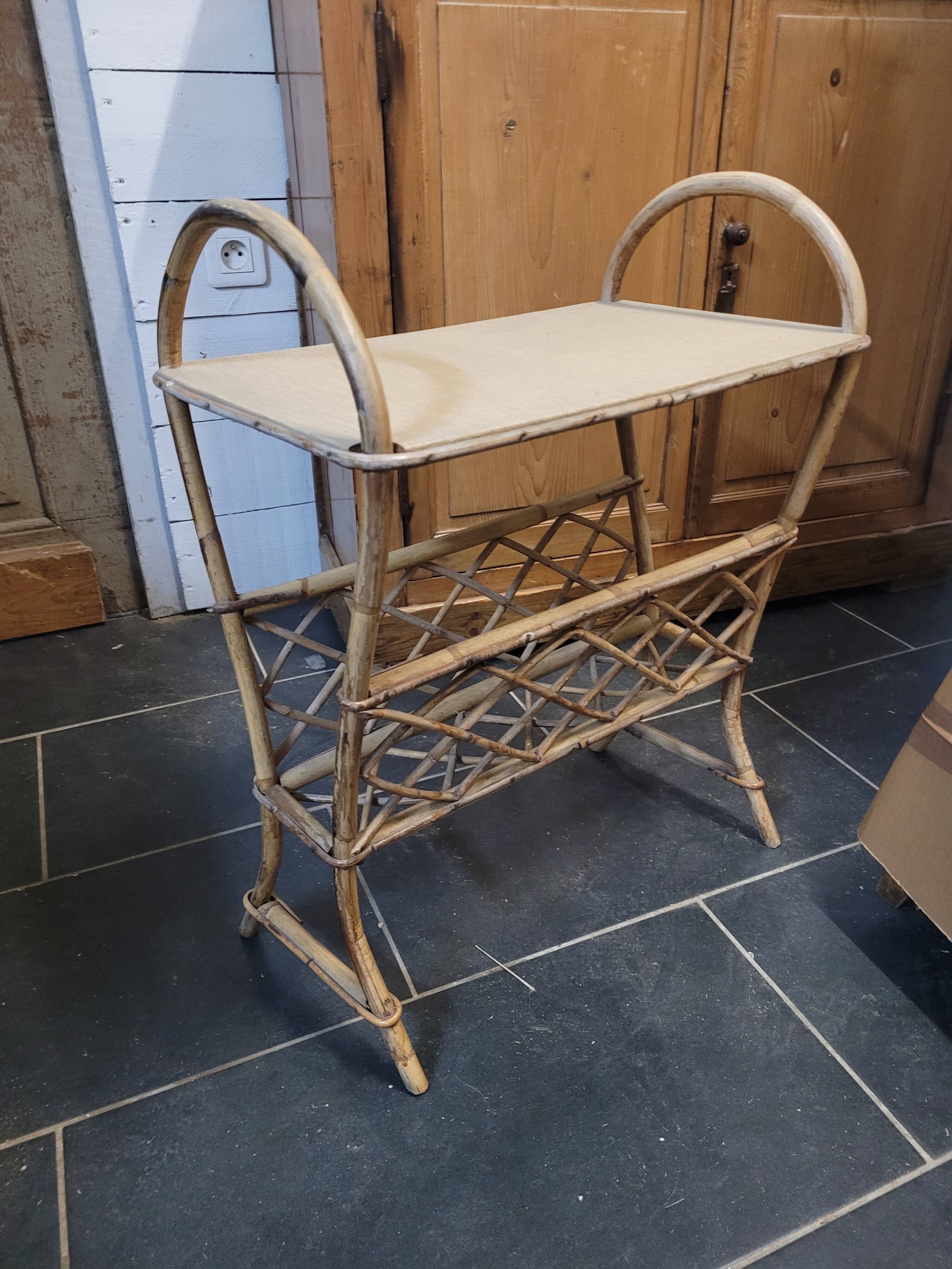 Vintage rattan magazine holder
