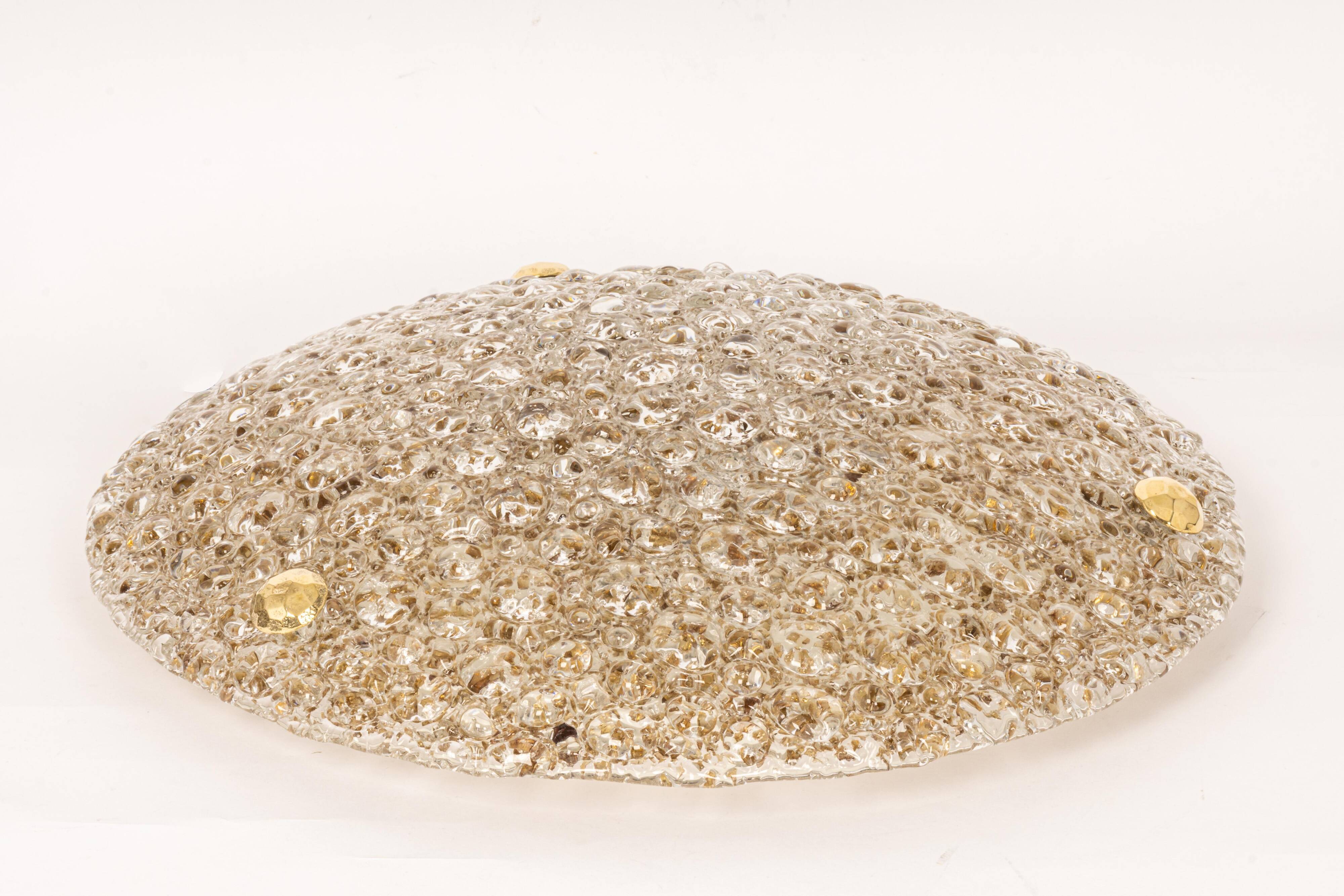 Round bubble ceiling light Murano amber by Hillebrand, Germany, 1970s