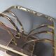 Vintage square brass and glass coffee table with smoked glass top, french 1970