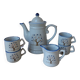 Vintage coffee service from Taiwan, 6 pieces, 1 coffee pot, 4 cups, 1 milk jug, tree of life pattern.