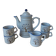 Vintage coffee service from Taiwan, 6 pieces, 1 coffee pot, 4 cups, 1 milk jug, tree of life pattern.