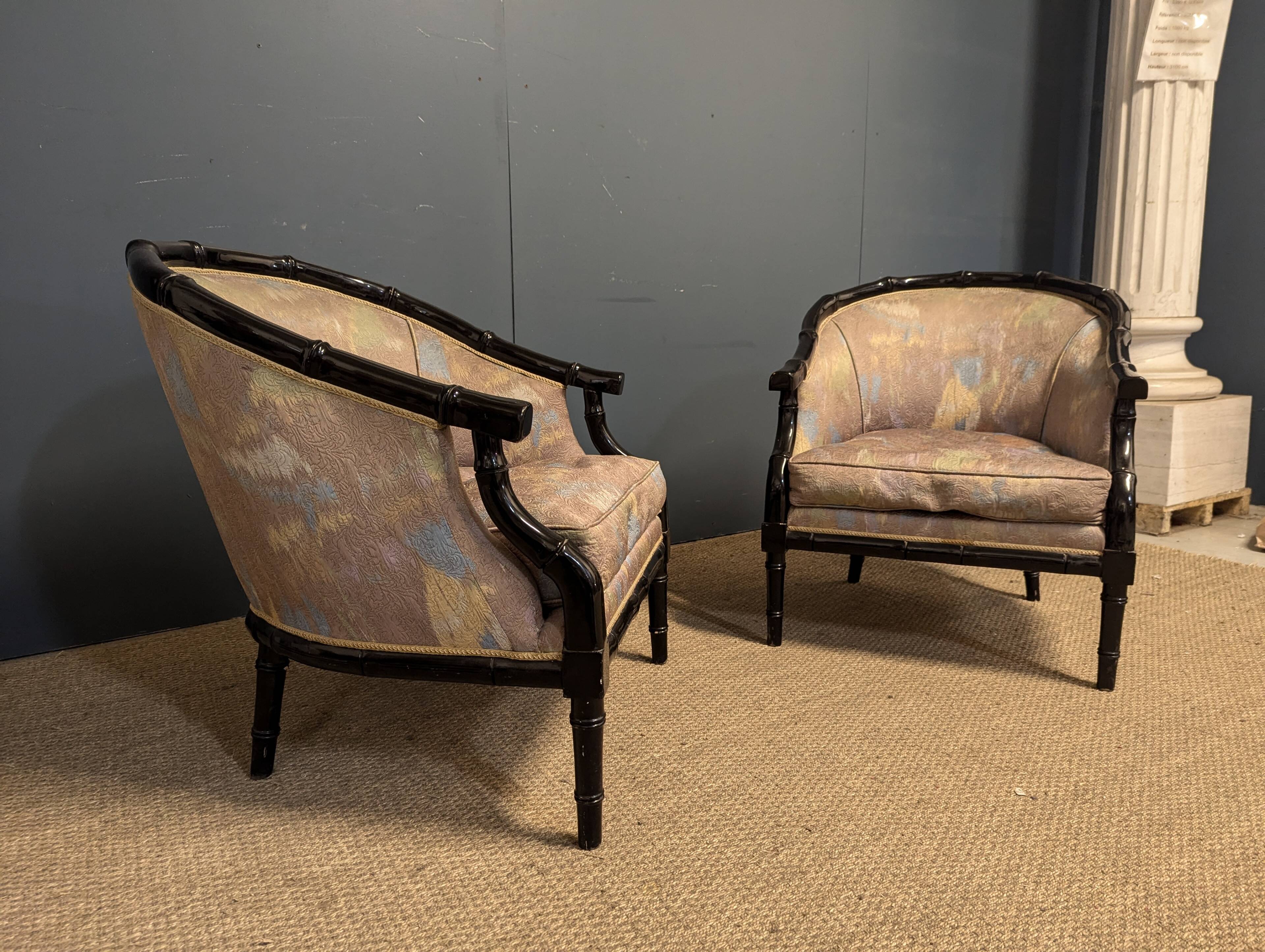 Pair of 80s bamboo-style armchairs