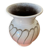 Antique strehla vase pink & white ceramic west germany vintage