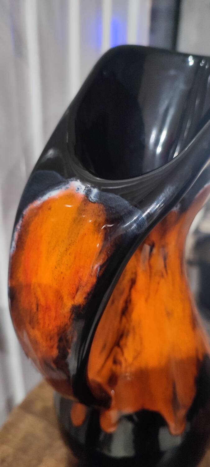Flamed ceramic pitcher vase 1960