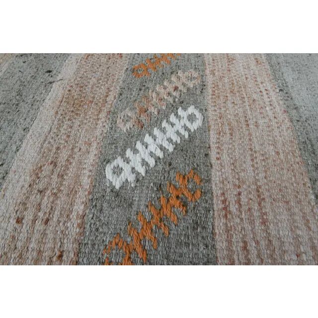 Striped Turkish Vintage Oushak Runner Handmade Wool Runner Rug 131x444