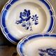 Five old "grandmother" plates with blue flowers
