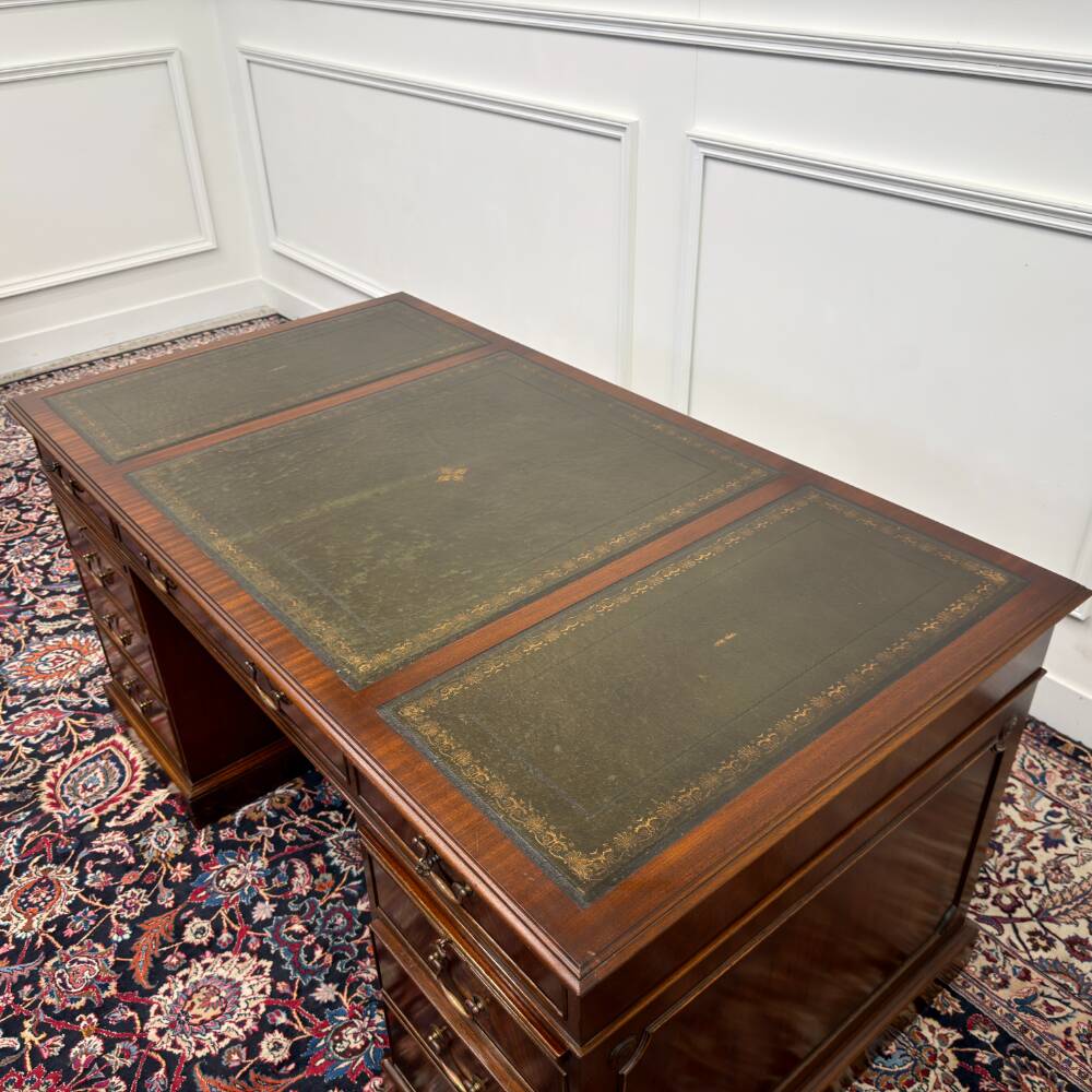 English Classic Desk with Green Leather