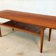 Scandinavian teak coffee table with slatted shelf, Denmark 1960s