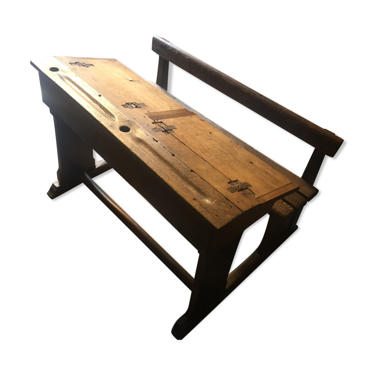 Old schoolboy desk/desk with built-in bench