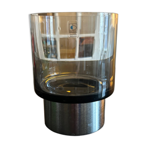 bougeoir en verre fumé - 1970