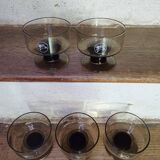 Lot de 5 coupes en verre fumé Pégase Mobil Oil