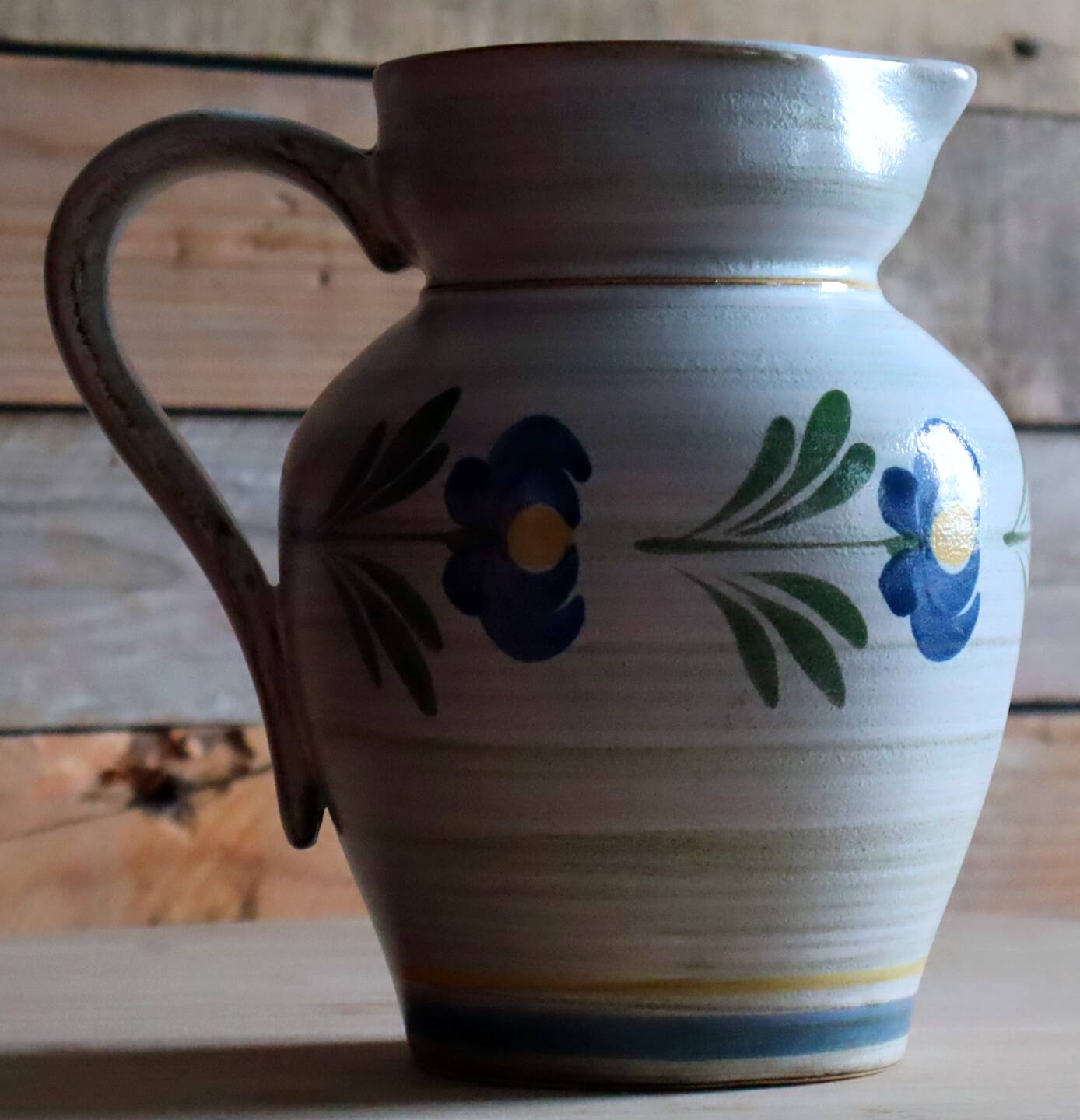 Vintage earthenware jug "Prisca" – Sainte-Radegonde, hand-painted