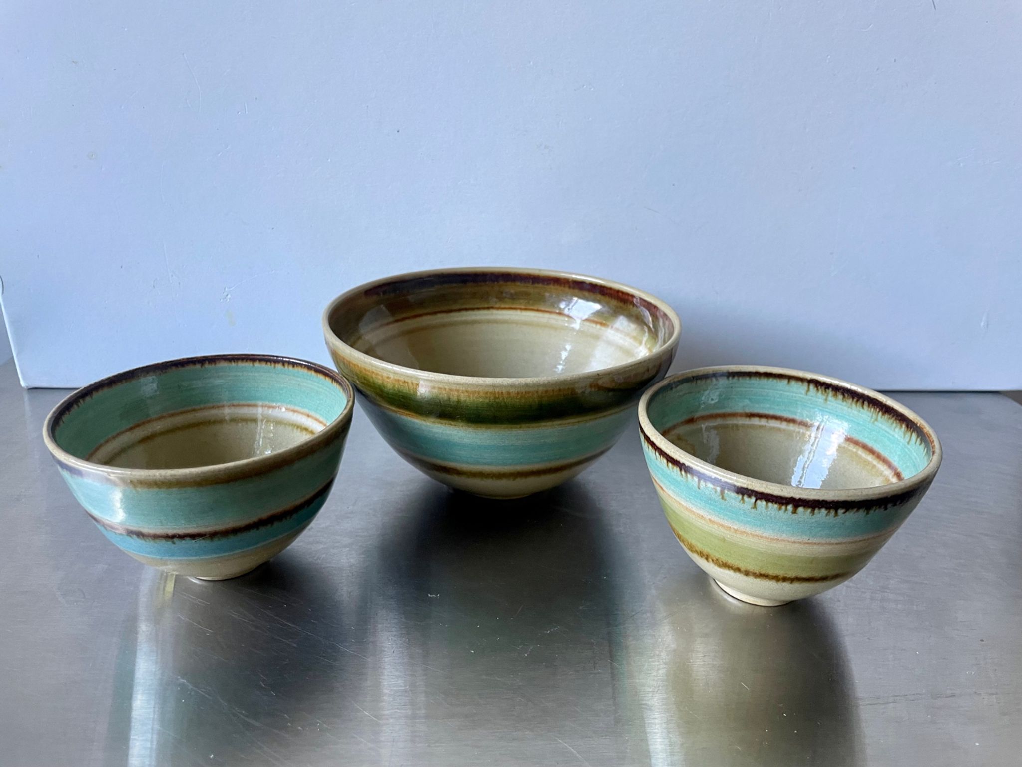 Lot of 3 scandinavian midcentury bowls in stoneware