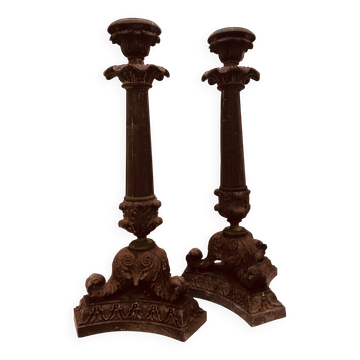 Set of two vintage table candlesticks