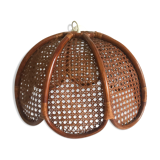 Suspension fleur rotin