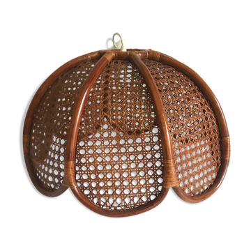Suspension fleur rotin