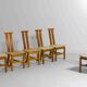 Sculptural postmodern dining chairs in wood with curved back, 1980s