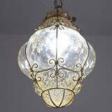 Set of 2 Wonderful Amber Vintage Venetian Lantern, Murano Glass, Italy, 1950s