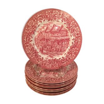 10 plates earth of iron red Royal Tudor model 17th century England ironstone