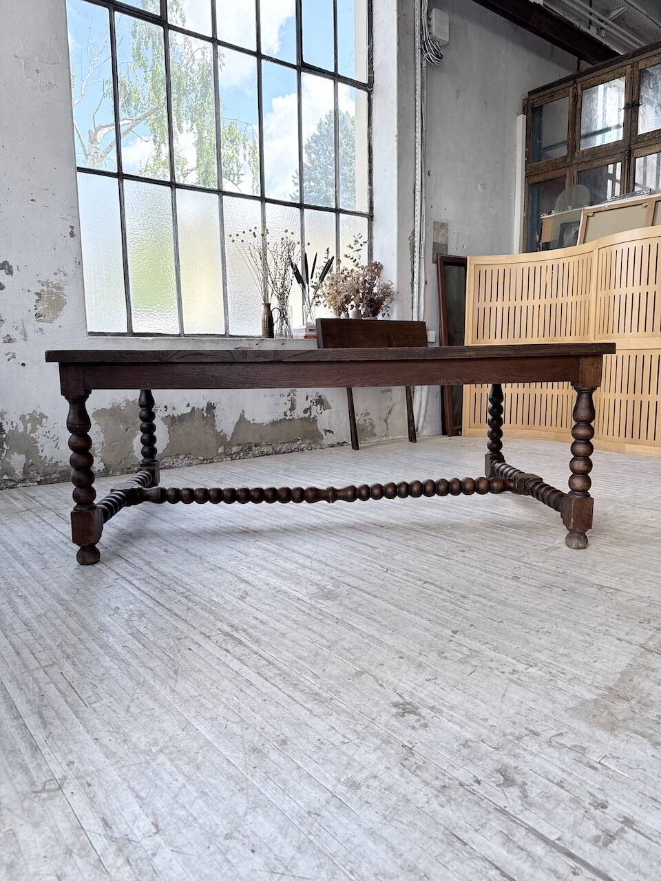 Solid oak table 1900 drapery style XL 280cm with extensions