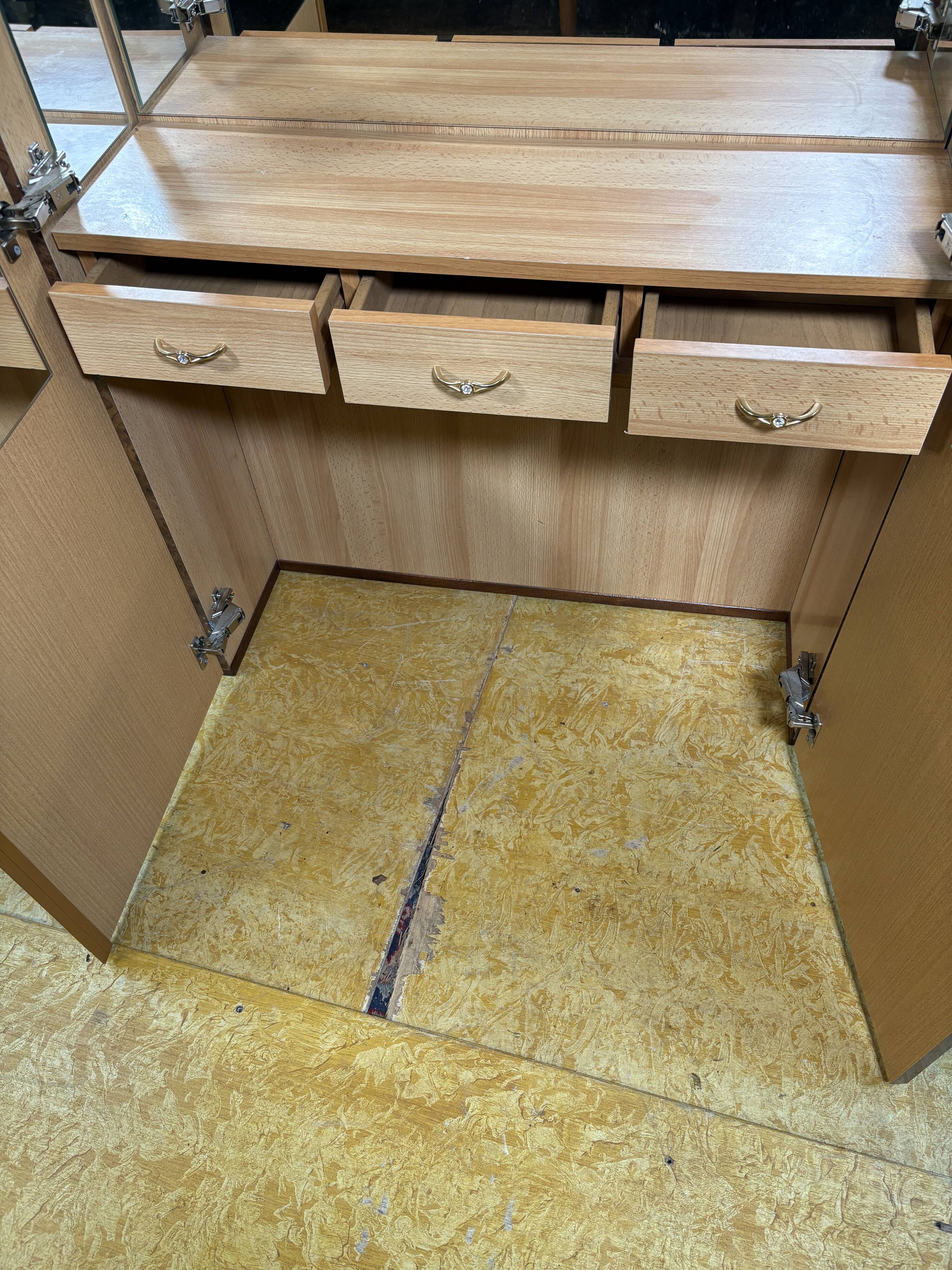 Vintage Hollywood-Style Italian Walnut-Effect Dressing Table / Cabinet