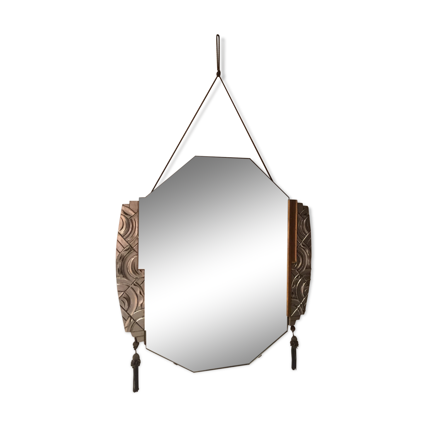 Silver art deco mirror 57x60cm